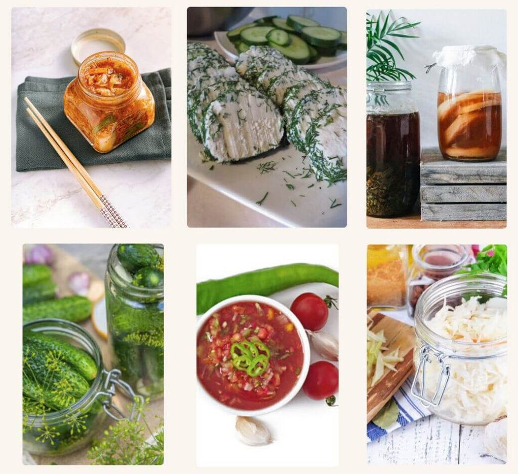 Collage fermentierter Speisen